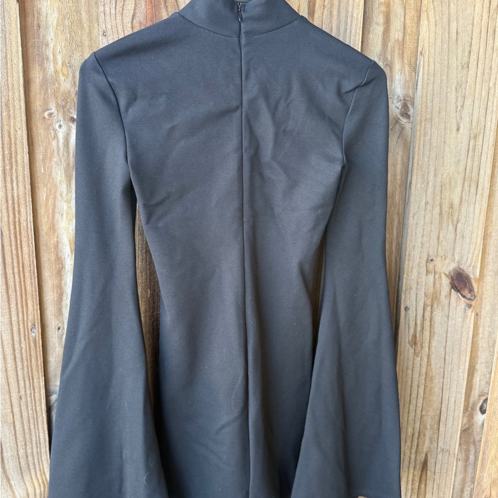 Michael Costello Black Long-Sleeve High Neck Mini Dress - Picture 3 of 12